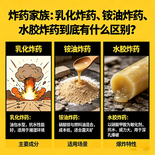 文水炸药家族：乳化炸药、铵油炸药、水胶炸药到底有什么区别？